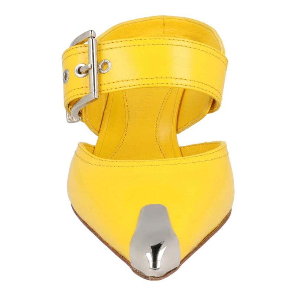 Alexander McQueen Buckle Leather Mules Yellow Womens - Picture 4 of 6